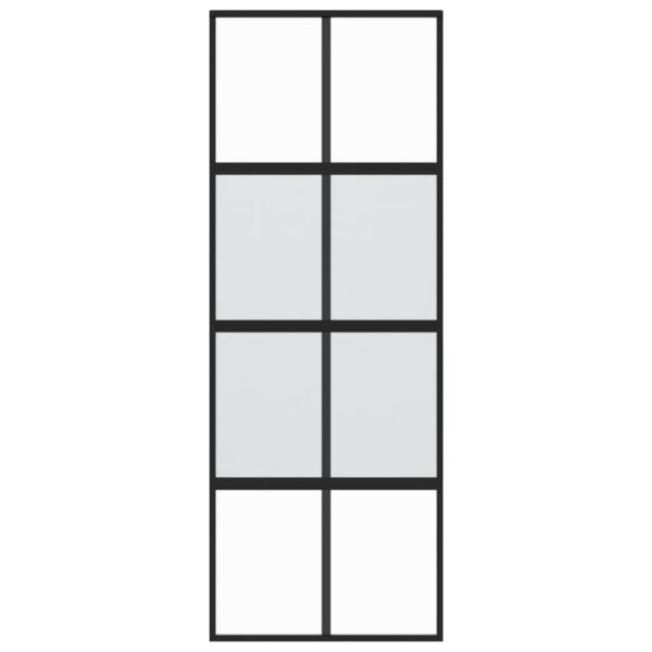 Sliding Door Black 76x205 cm Tempered Glass and Aluminium