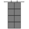 Sliding Door Black 102.5x205 cm Tempered Glass and Aluminium