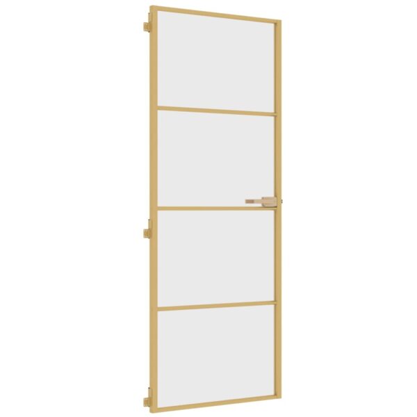 Interior Door Slim Golden 76x201.5 cm Tempered Glass and Aluminium