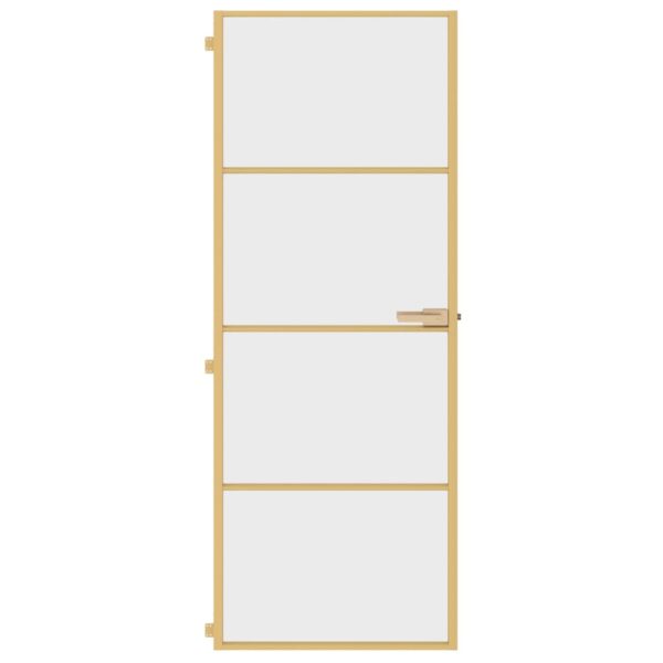 Interior Door Slim Golden 76x201.5 cm Tempered Glass and Aluminium