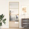 Interior Door Slim Golden 76x201.5 cm Tempered Glass and Aluminium