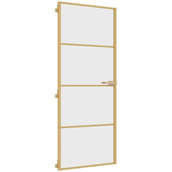 Interior Door Slim Golden 83x201.5 cm Tempered Glass and Aluminium
