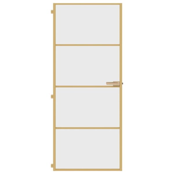 Interior Door Slim Golden 83x201.5 cm Tempered Glass and Aluminium