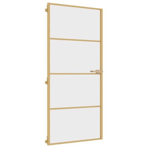 Interior Door Slim Golden 93x201.5 cm Tempered Glass and Aluminium
