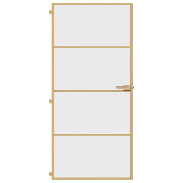 Interior Door Slim Golden 93x201.5 cm Tempered Glass and Aluminium