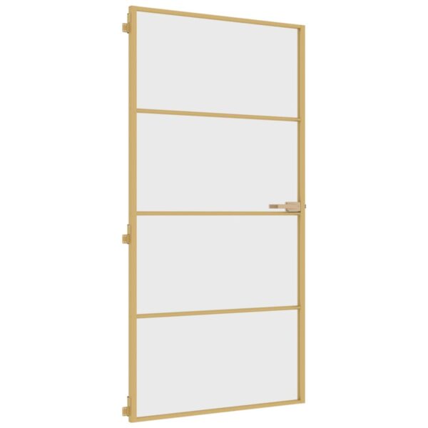Interior Door Slim Golden 102.5x201.5 cm Tempered Glass and Aluminium