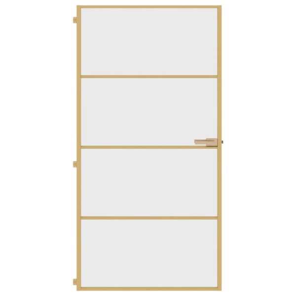 Interior Door Slim Golden 102.5x201.5 cm Tempered Glass and Aluminium