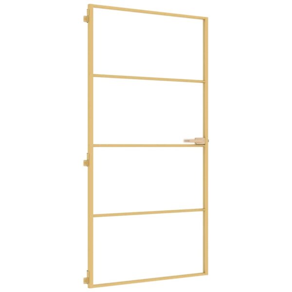 Interior Door Slim Golden 102.5x201.5 cm Tempered Glass and Aluminium