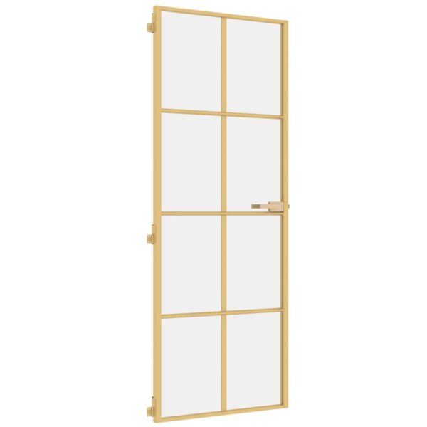 Interior Door Slim Golden 76x201.5 cm Tempered Glass and Aluminium