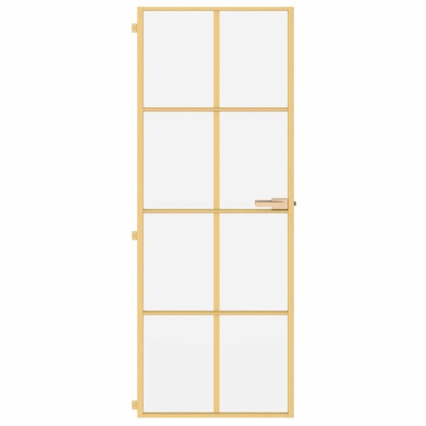Interior Door Slim Golden 76x201.5 cm Tempered Glass and Aluminium