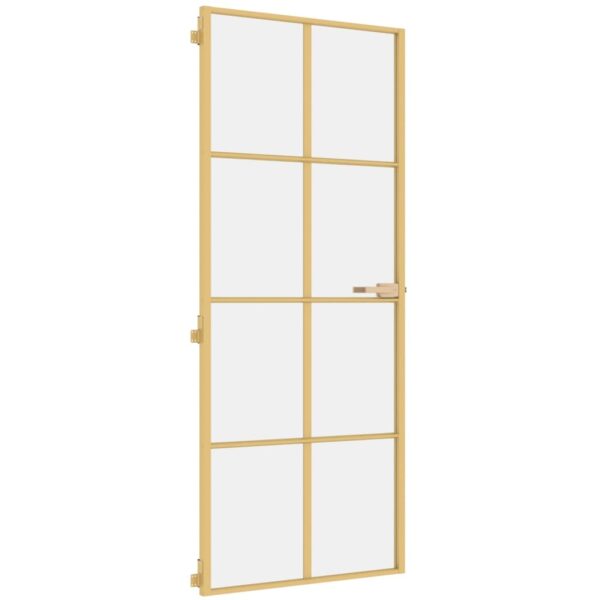 Interior Door Slim Golden 83x201.5 cm Tempered Glass and Aluminium