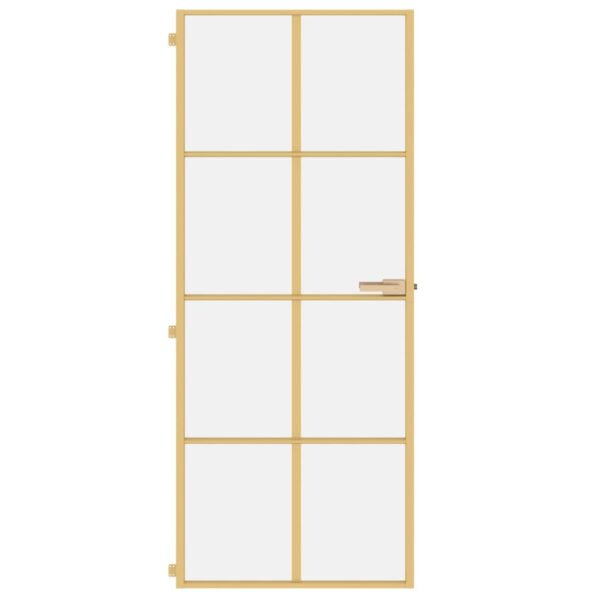 Interior Door Slim Golden 83x201.5 cm Tempered Glass and Aluminium