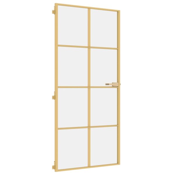 Interior Door Slim Golden 93x201.5 cm Tempered Glass and Aluminium
