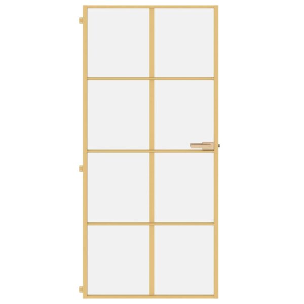 Interior Door Slim Golden 93x201.5 cm Tempered Glass and Aluminium
