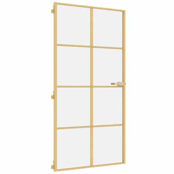 Interior Door Slim Golden 102.5x201.5 cm Tempered Glass and Aluminium
