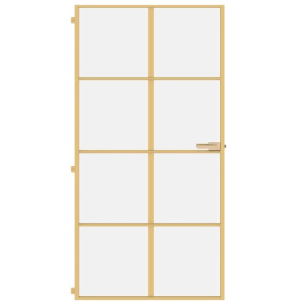 Interior Door Slim Golden 102.5x201.5 cm Tempered Glass and Aluminium
