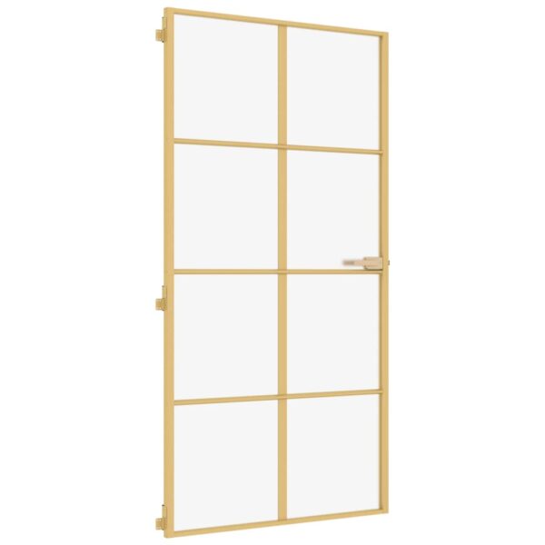 Interior Door Slim Golden 102.5x201.5 cm Tempered Glass and Aluminium