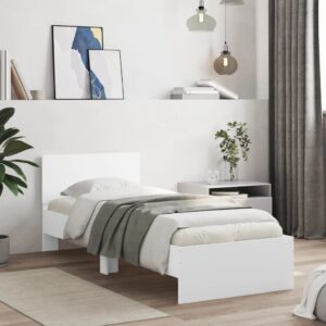 Bed Frame without Mattress with Headboard White 90x190 cm Single