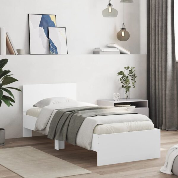Bed Frame without Mattress with Headboard White 90x190 cm Single