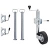 Trailer Jack Wheel 60 mm with 2 Support Tubes and 3 Split Clamps