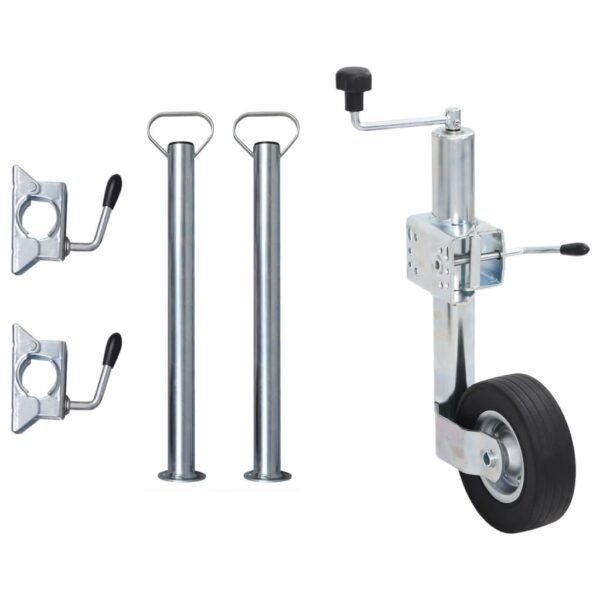 Trailer Jack Wheel 60 mm with 2 Support Tubes and 3 Split Clamps