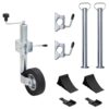 Trailer Jack Wheel 60 mm with 2 Support Tubes and 3 Split Clamps