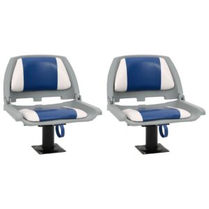 4 Piece Foldable Boat Seat Set Blue and White 48x51x41 cm