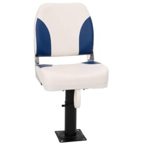 2 Piece Foldable Boat Seat Set Blue and White 41x36x48 cm