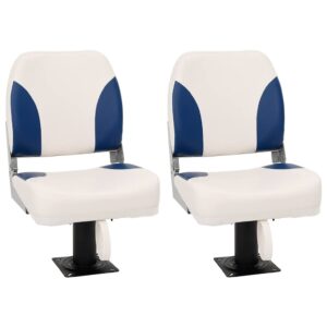 4 Piece Foldable Boat Seat Set Blue and White 41x36x48 cm