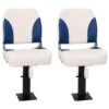 4 Piece Foldable Boat Seat Set Blue and White 41x36x48 cm