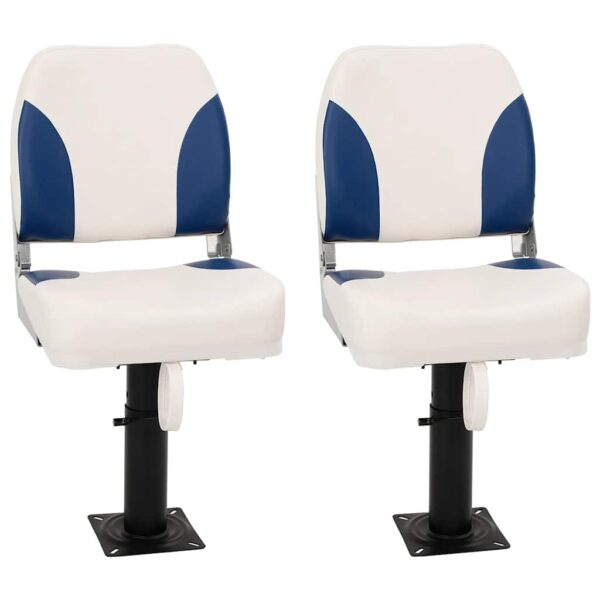 4 Piece Foldable Boat Seat Set Blue and White 41x36x48 cm