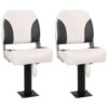 4 Piece Foldable Boat Seat Set Low Backrest