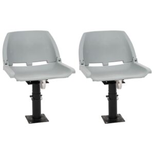 Boat Seats 2 pcs with Pedestal Height Adjustable 360A Rotatable
