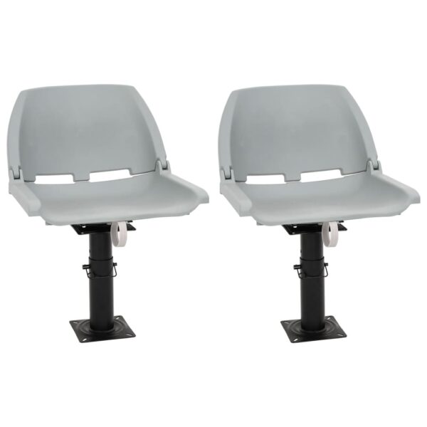 Boat Seats 2 pcs with Pedestal Height Adjustable 360A Rotatable