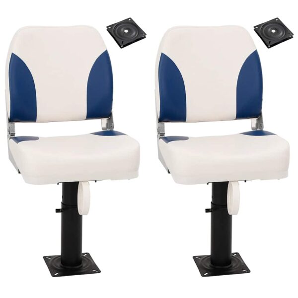 Boat Seats 2 pcs with Pedestal Height Adjustable 360A Rotatable