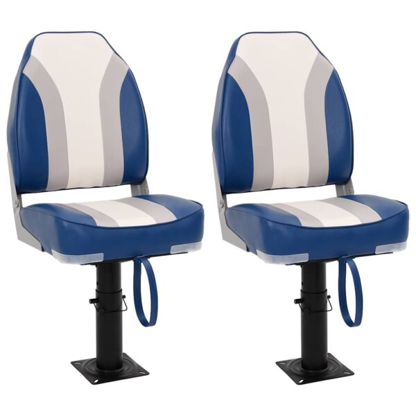 Boat Seats 2 pcs with Pedestal Height Adjustable 360A Rotatable