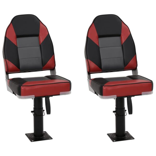 Boat Seats 2 pcs with Pedestal Height Adjustable 360A Rotatable