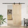 Sliding Door Hardware Kit 213.5 cm Steel Black