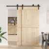 Sliding Door Hardware Kit 183 cm Steel Black