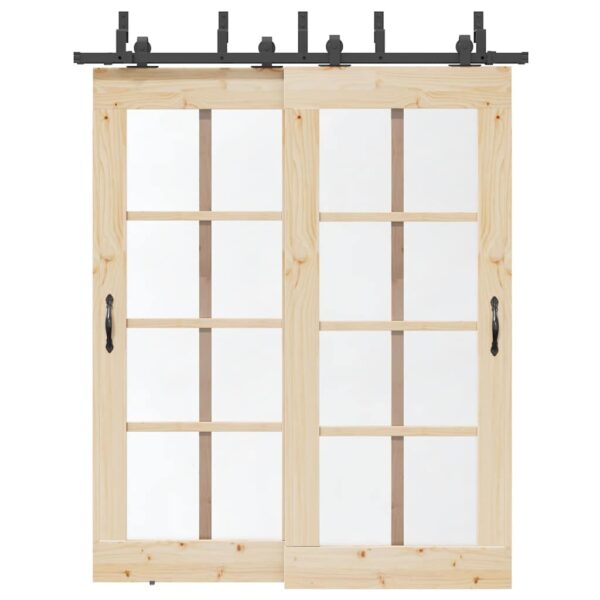 Sliding Door Hardware Kit 183 cm Steel Black