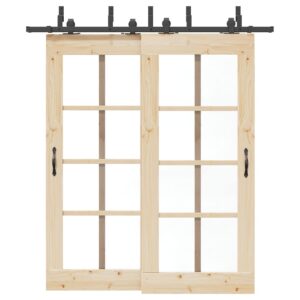 Sliding Door Hardware Kit 200 cm Steel Black