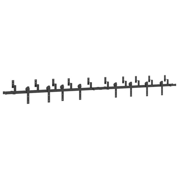 Sliding Door Hardware Kit 183 cm Steel Black