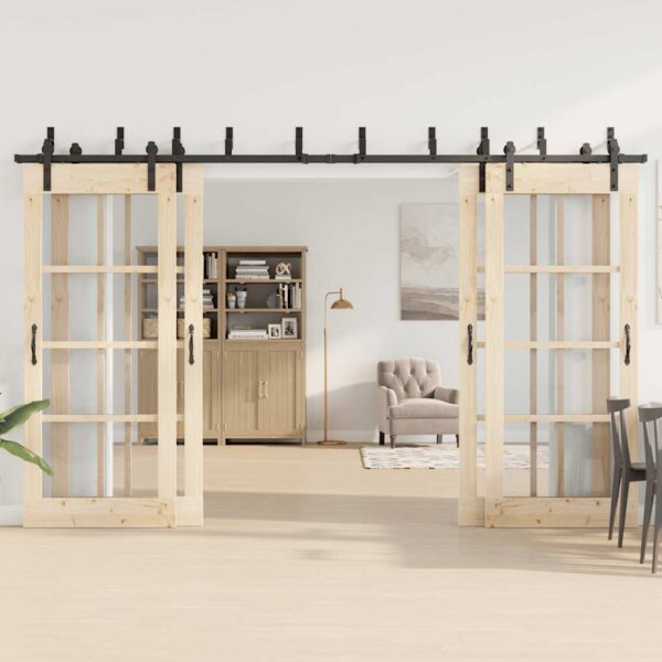Sliding Door Hardware Kit 183 cm Steel Black