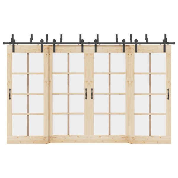 Sliding Door Hardware Kit 183 cm Steel Black