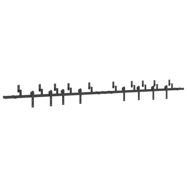 Sliding Door Hardware Kit 200 cm Steel Black