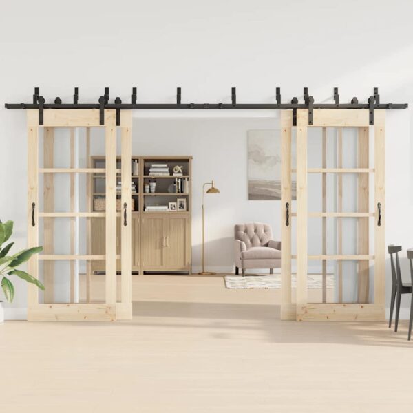 Sliding Door Hardware Kit 200 cm Steel Black