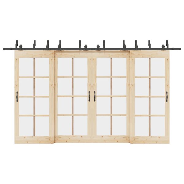 Sliding Door Hardware Kit 200 cm Steel Black