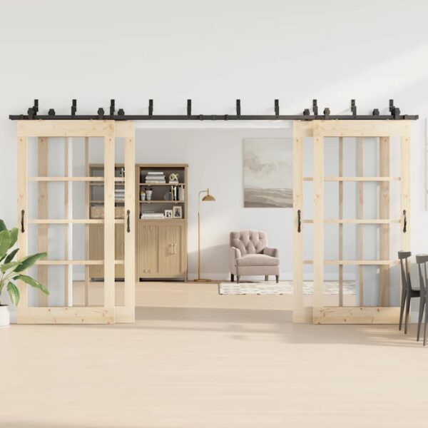 Sliding Door Hardware Kit 213 cm Steel Black