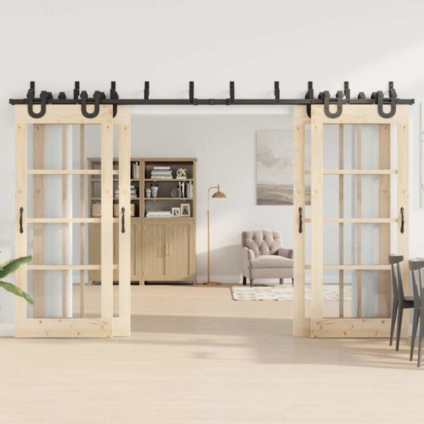 Sliding Door Hardware Kit 183 cm Steel Black