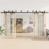 Sliding Door Hardware Kit 200 cm Steel Black